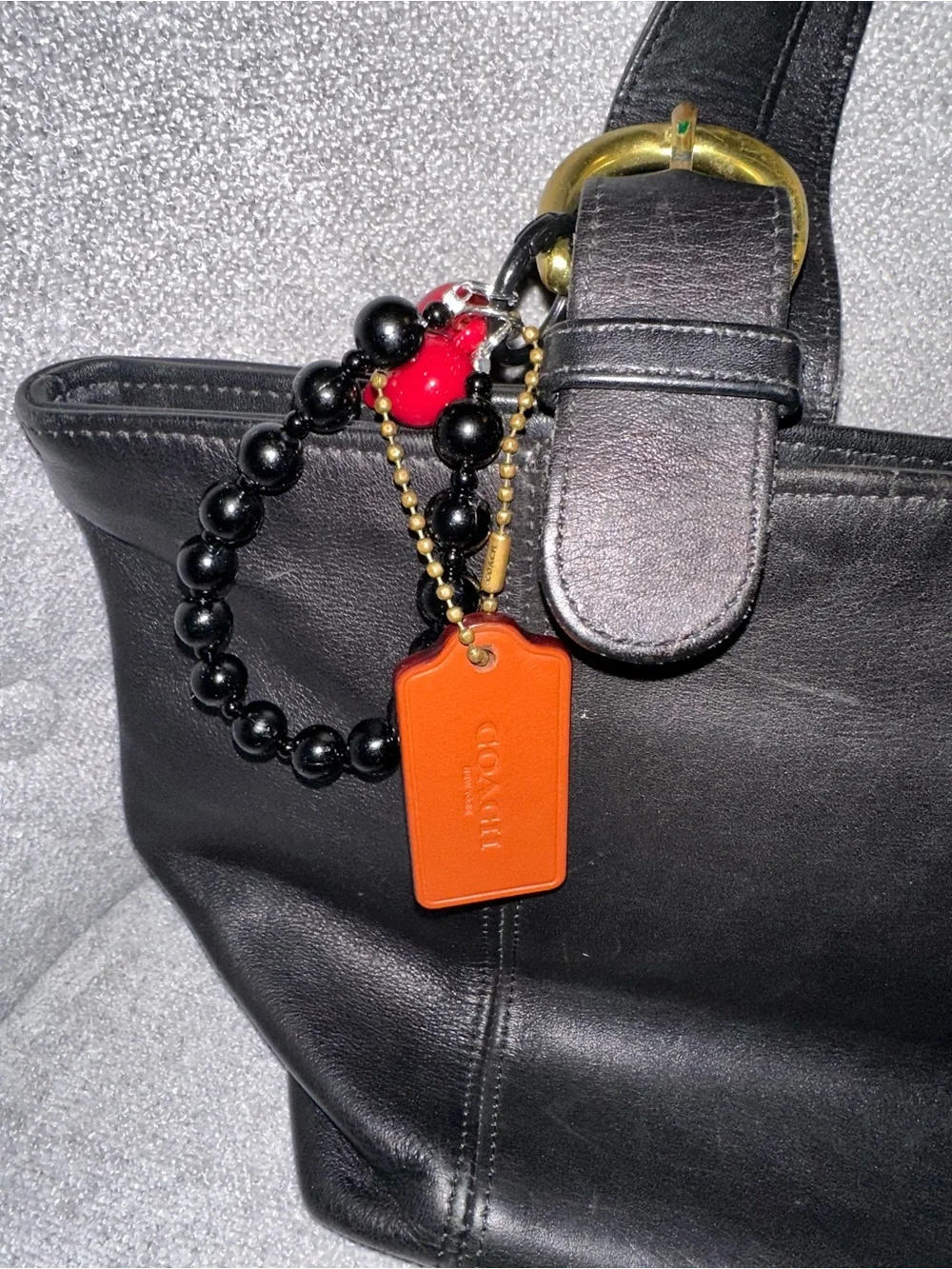 Vintage Coach  Black Waverly Leather  tote.  4133